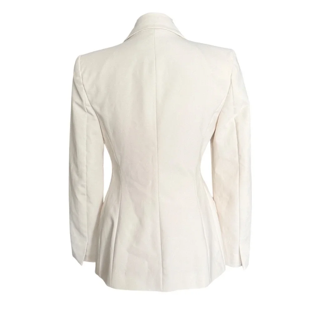 Zara Womens Cream White‎ Satin Lapel Tailored Single Button Blazer XS